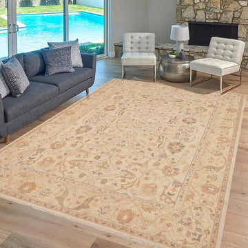 handmade Traditional Kafkaz Chobi Ziegler Beige Brown Hand Knotted RECTANGLE 100% WOOL area rug 9 x 11